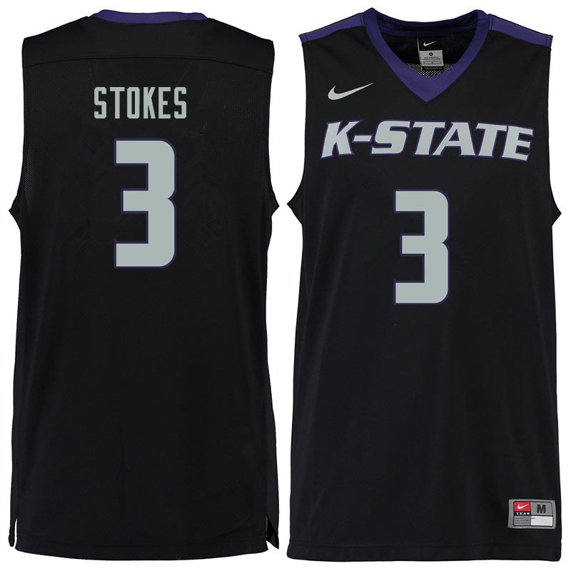 Men #3 Kamau Stokes Kansas State Wildcats College Basketball Jerseys Sale-Black - Click Image to Close